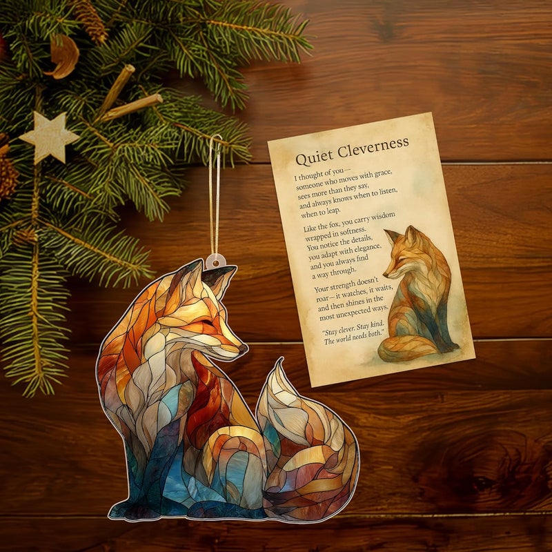 HONOCOOLS Store Fox Acrylic Ornament, Fox Faux Acrylic Hanging Decoration for Christmas Tree, Wildlife Home Decor, Fox Ornaments for Holiday, Unique Animal Lovers Gift, Gift Exchange Present (Sun-57) - Image 3
